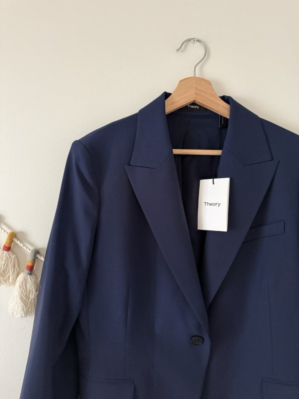 Theory Brince B Traceable Wool Single Breasted Sea Blue Blazer Careerwear NWT 12 - Picture 5 of 11
